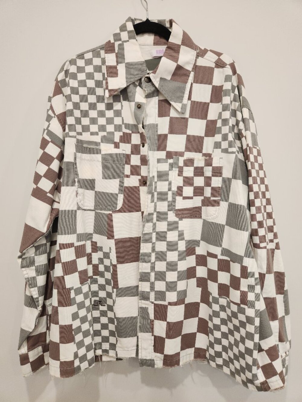 ERL Asymmetric Checkerboard Canvas Jacket XL